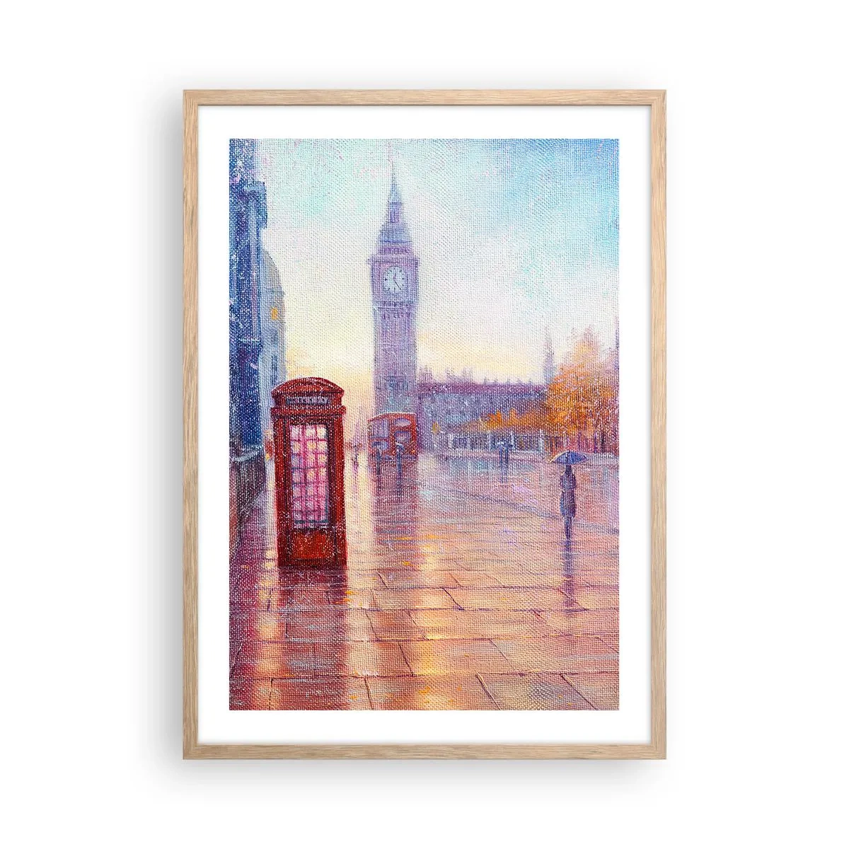 Poszter világos tölgy keretben - Őszi nap Londonban - 50x70 cm