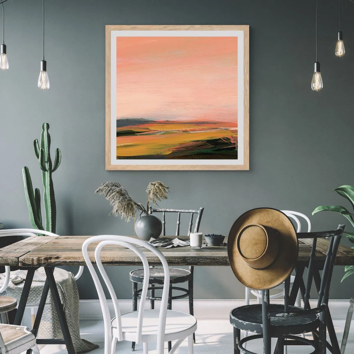 Poszter világos tölgy keretben - Rózsaszínben - 30x30 cm