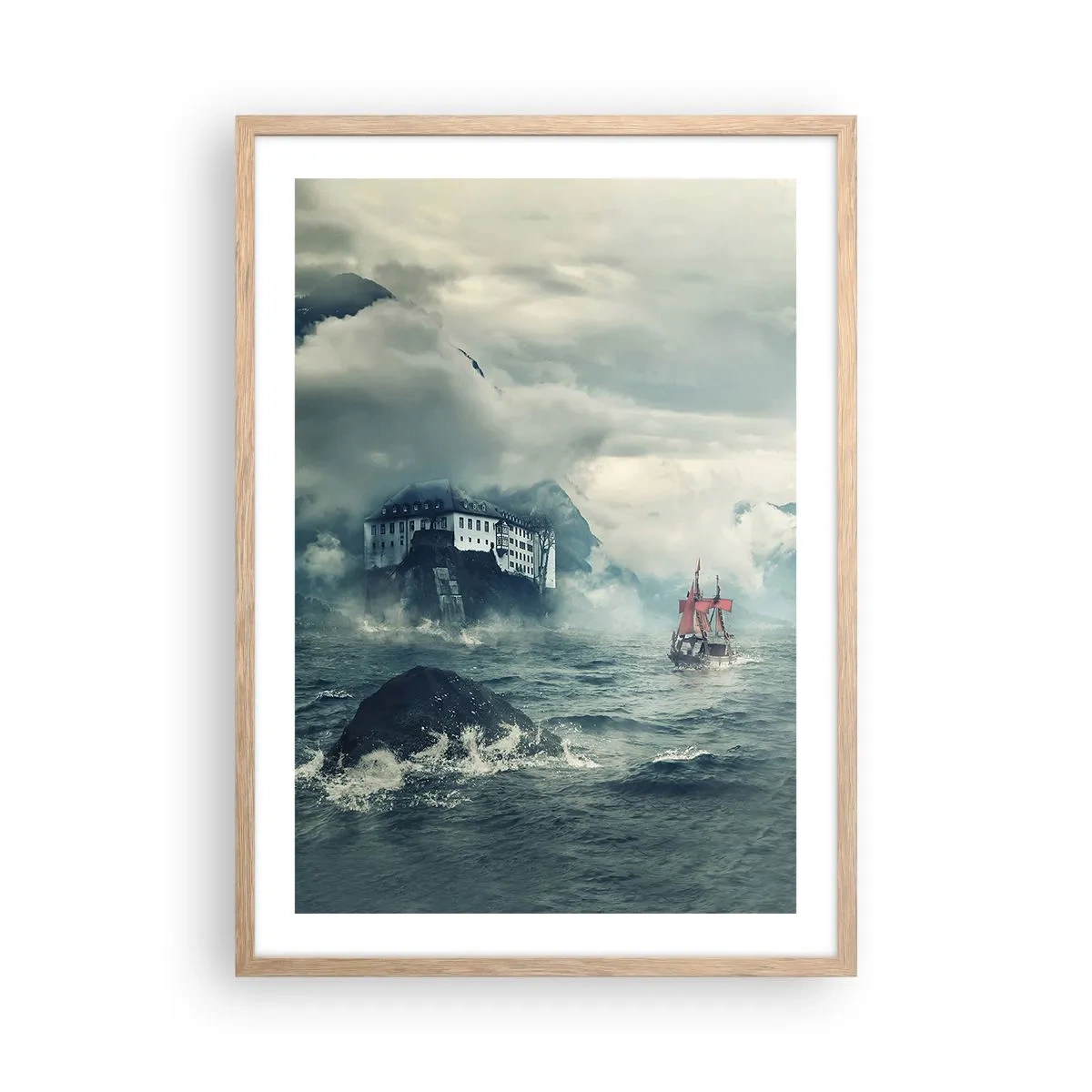 Poszter világos tölgy keretben - Varázslatos vizeken - 50x70 cm