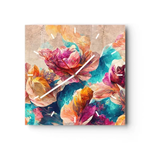 Falióra, Óra - Egy csokor színes pompája - 30x30 cm