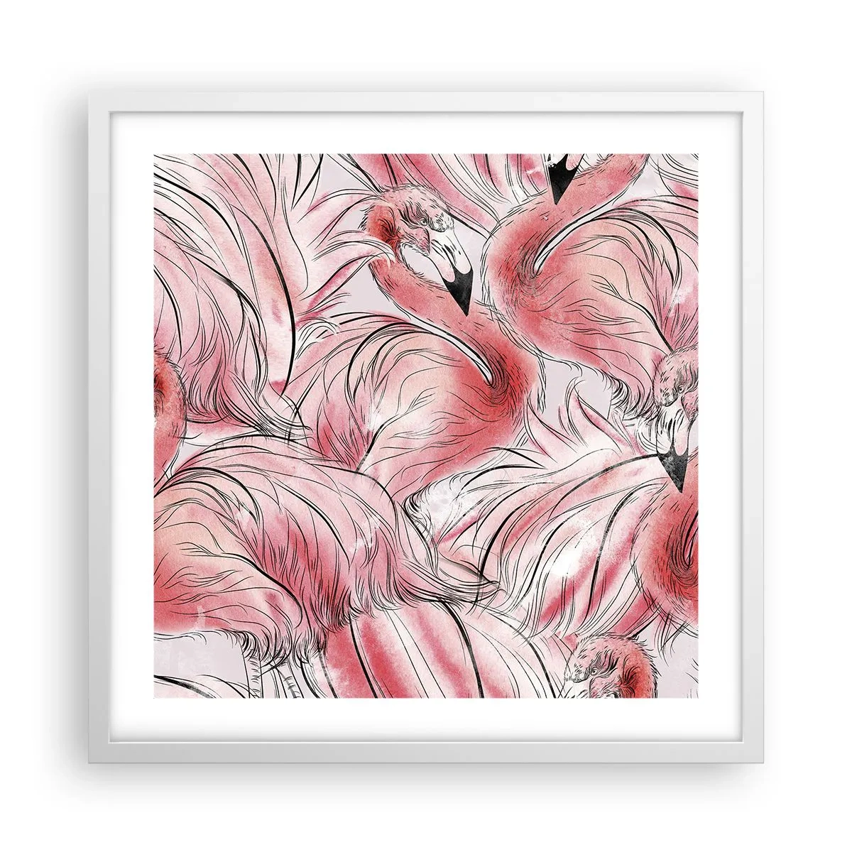 Poszter fekete keretben - Madári corps de ballet - 50x50 cm