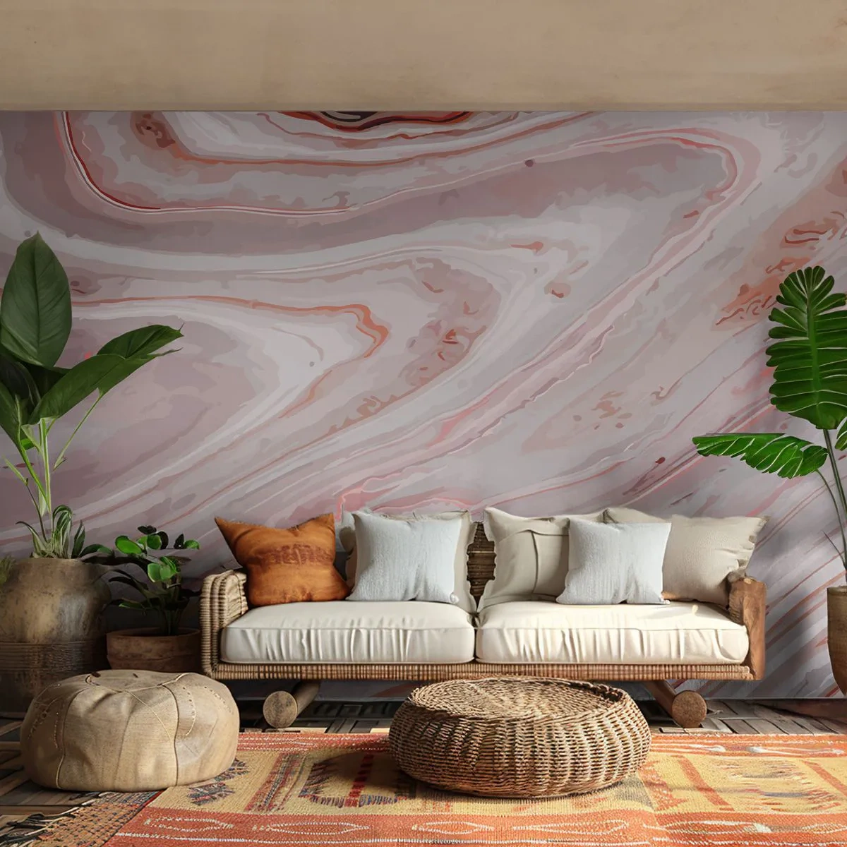 Fotótapéta Premium Sand - Rózsaszín a folyadékban - Absztrakció, Darab, Modern minta - 100x70 cm