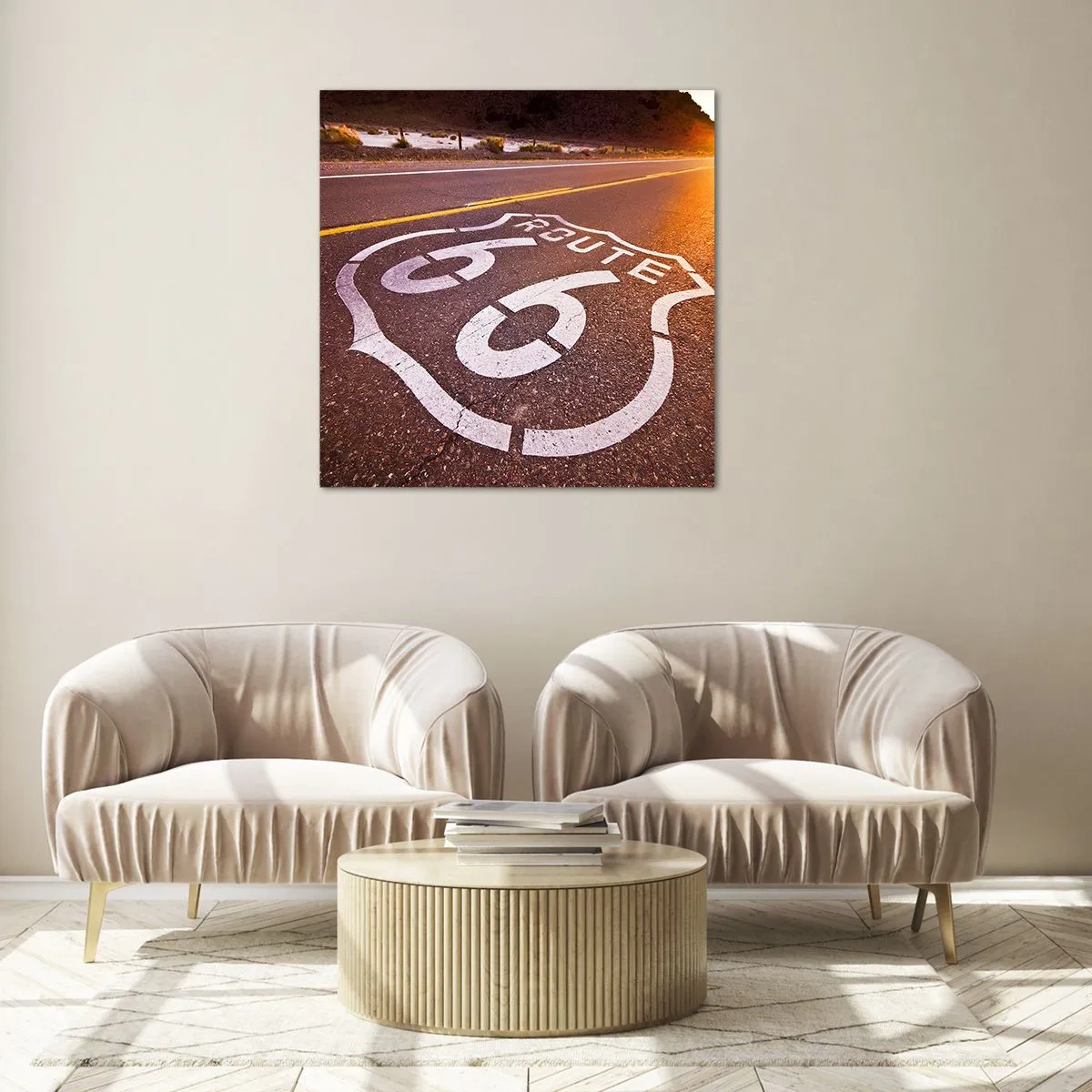 Üveg kép - A híres 66-os út - 60x60 cm