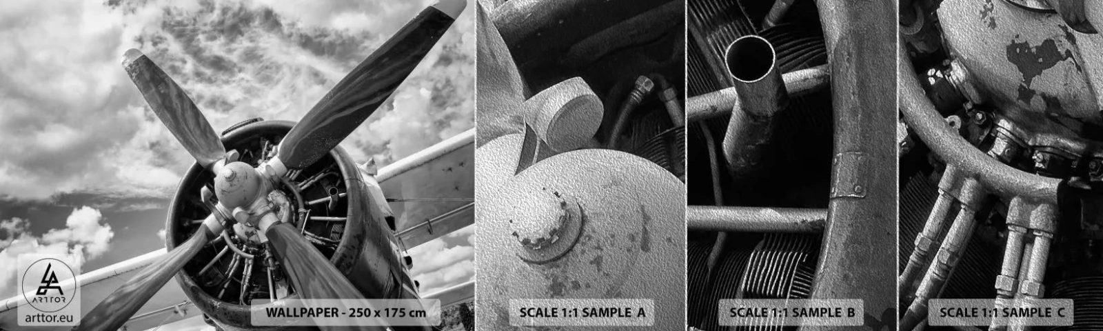 Fotótapéta Minta Premium Sand - A boltozat gyilkosa - Repülőgép, Repülőgép propeller, Szüret - 100x30 cm