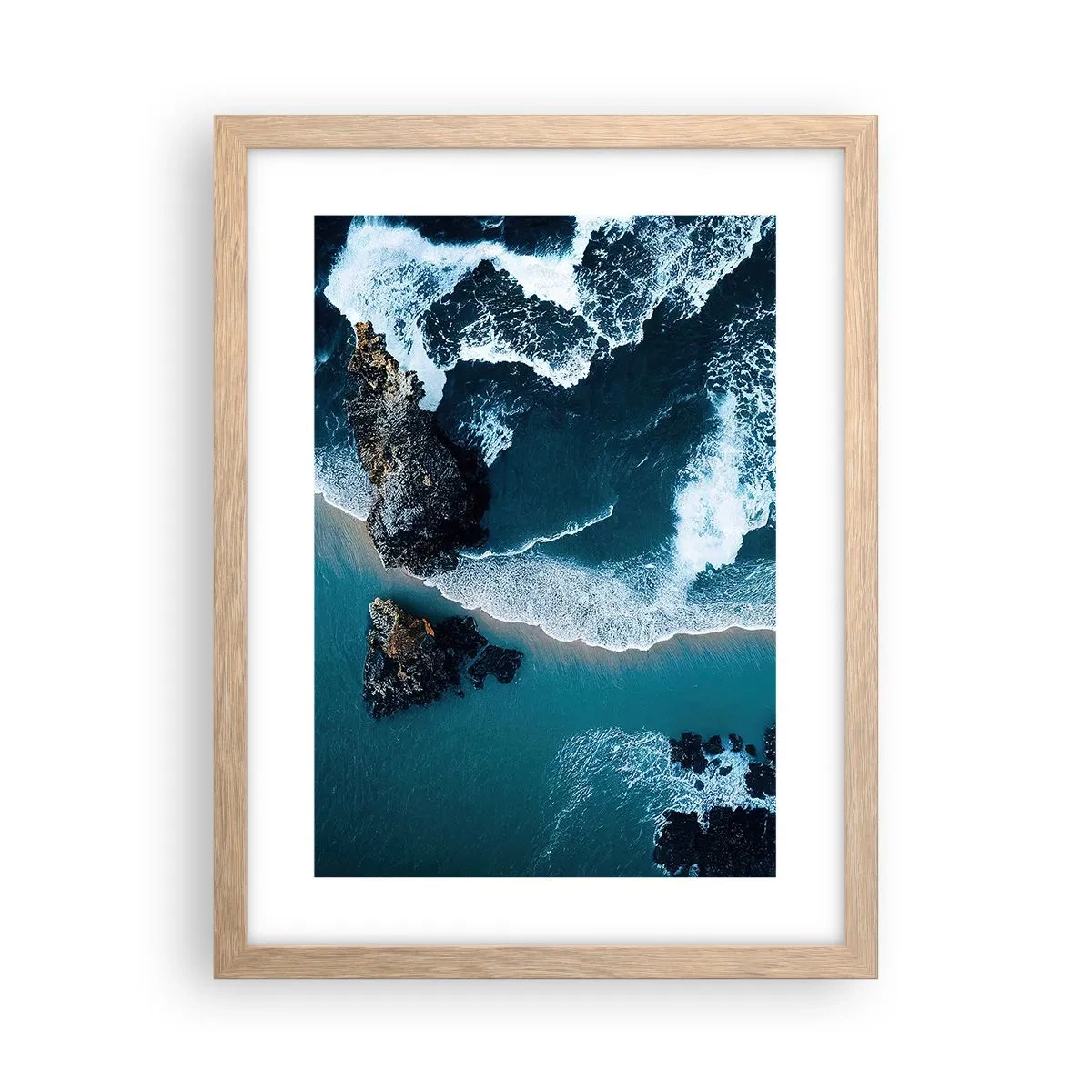 Poszter világos tölgy keretben - Hullámokba burkolózva - 30x40 cm