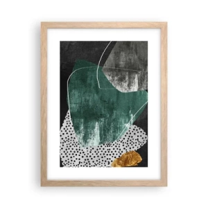 Poszter világos tölgy keretben - Színes absztrakció aranypehellyel - 30x40 cm