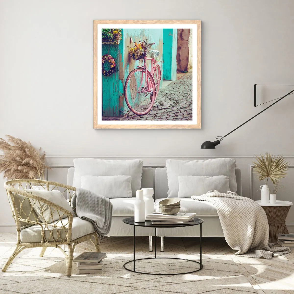 Poszter világos tölgy keretben - Mindjárt visszajövök - 50x50 cm