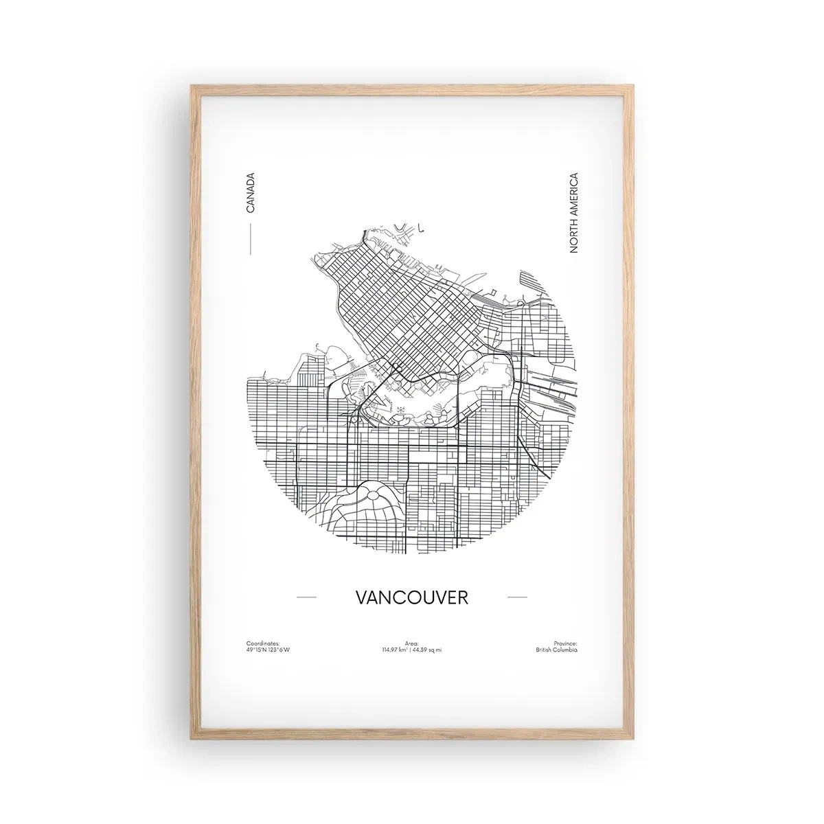 Poszter világos tölgy keretben - Vacouver anatómiája - 61x91 cm