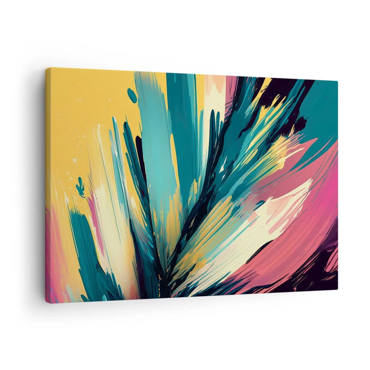 Vászonkép - Absztrakt kompozíció intenzív és kontrasztos színekben. - 70x50cm - Kompozíció - az öröm robbanása - Modern fali dekoráció nappalihoz és hálószobához ARTTOR