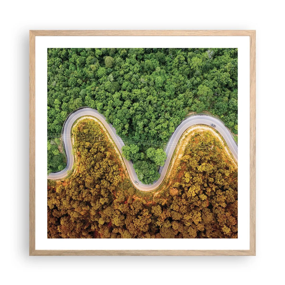 Poszter világos tölgy keretben - Határok és áttörések - 60x60 cm