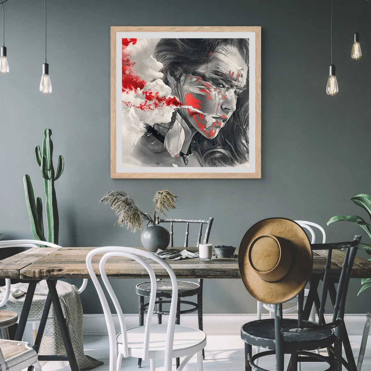 Poszter világos tölgy keretben - Az abszurditás füstjében - 50x50 cm