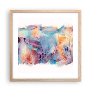 Poszter világos tölgy keretben - Színes rendetlenség - 40x40 cm