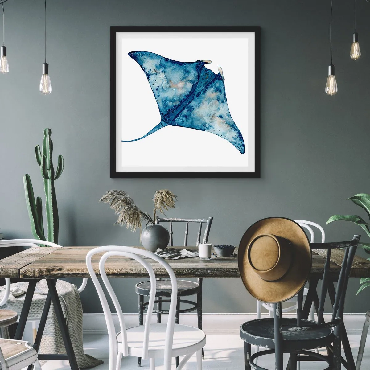 Poszter fehér keretben - Élet kékben - 60x60 cm