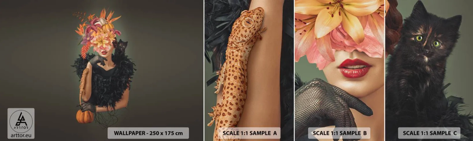 Fotótapéta Minta Standard Eco - Egy boszorkány mágiája - Absztrakció, Nő, Virágok - 100x30 cm