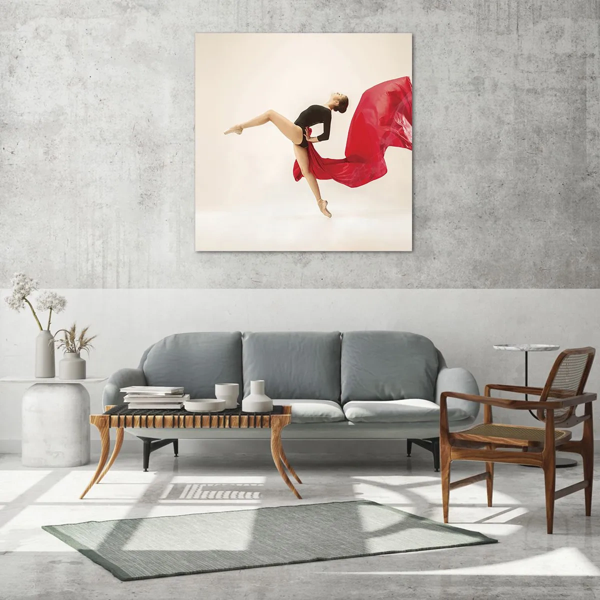 Üveg kép - Piros és fekete - 70x70 cm