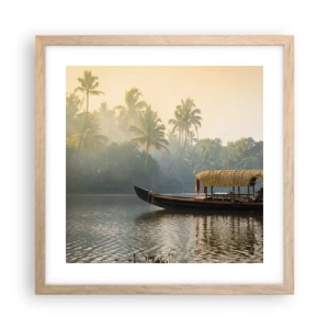 Poszter világos tölgy keretben - Ház a folyón - 40x40 cm