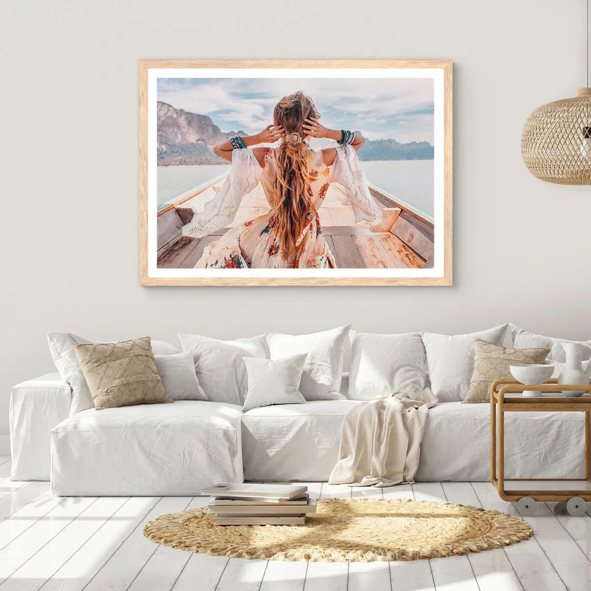 Poszter világos tölgy keretben - Az út a boldogság felé  - 100x70 cm