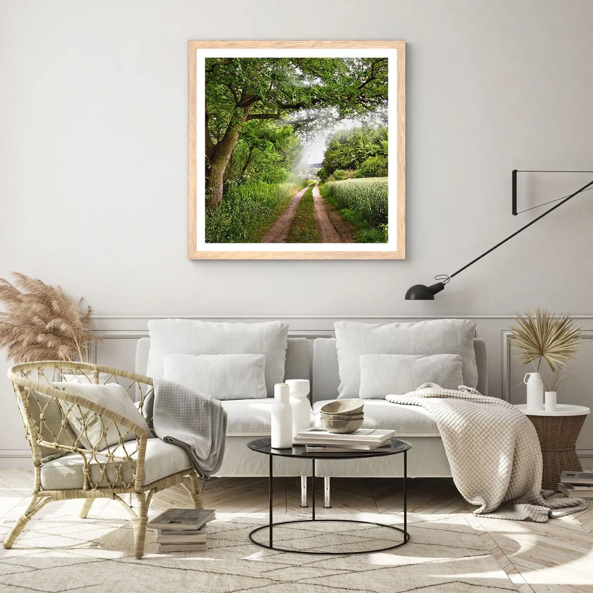 Poszter világos tölgy keretben - Et in Arcadia ego - 40x40 cm