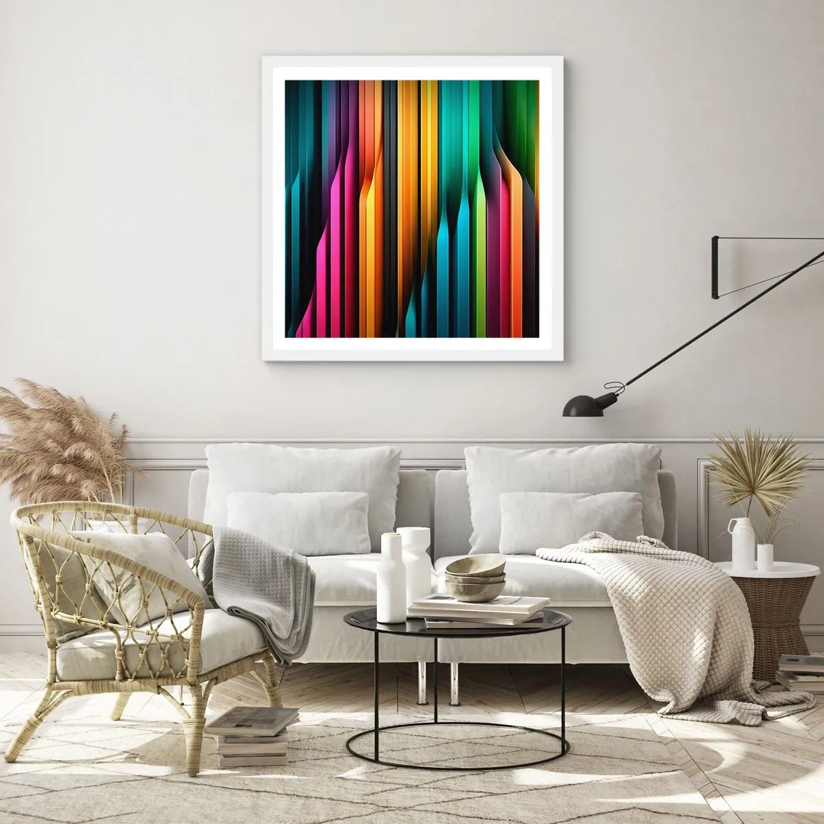 Poszter fekete keretben - Fényorgonák - 60x60 cm