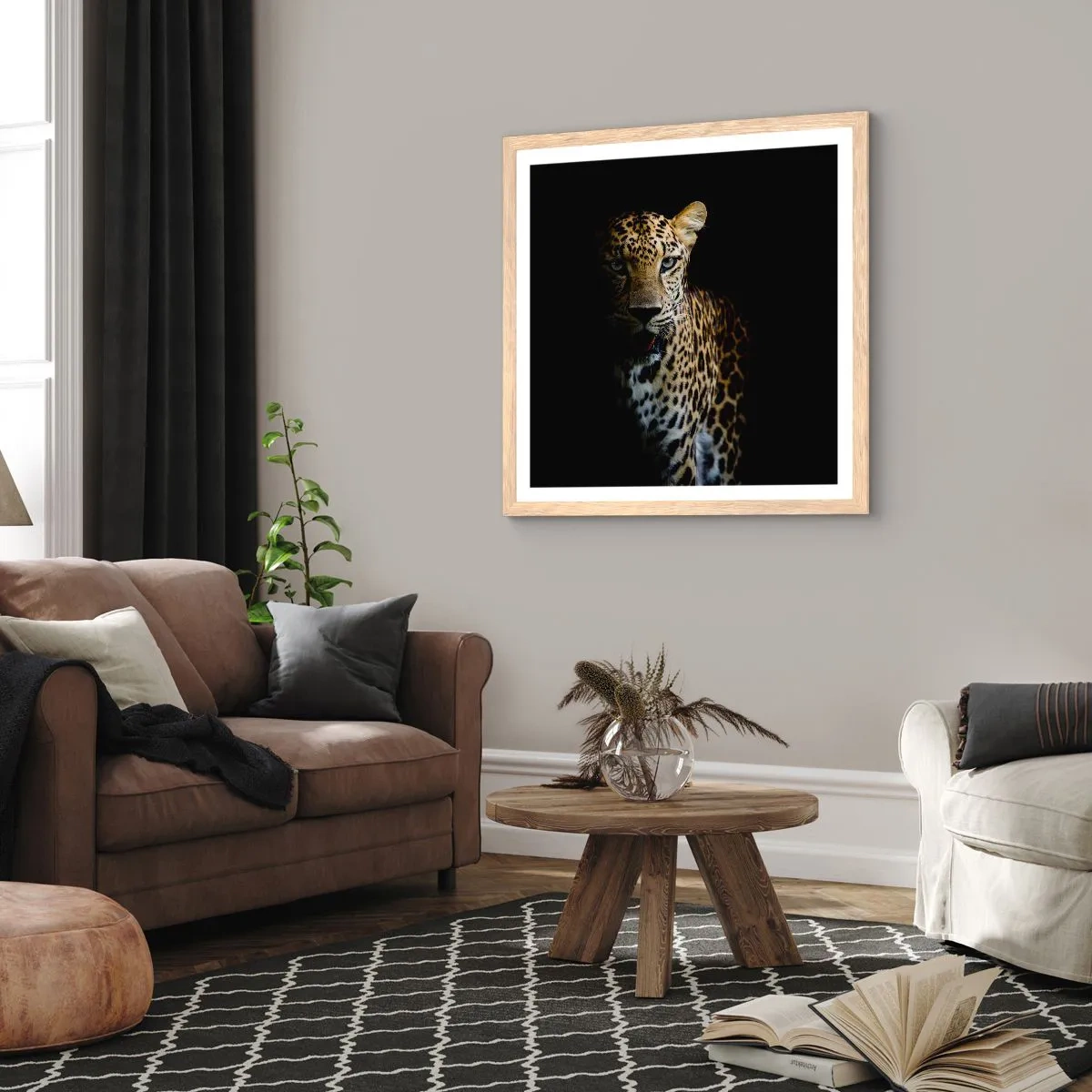 Poszter világos tölgy keretben - Sötét szépség - 60x60 cm