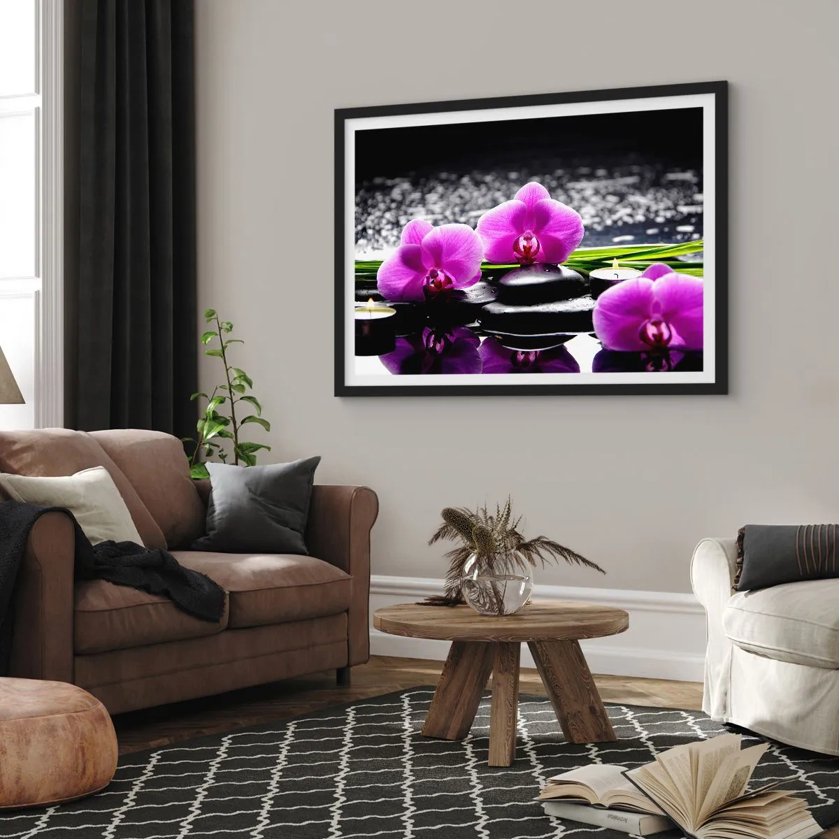 Poszter fehér keretben - Elmerülni a békében és a csendben - 100x70 cm