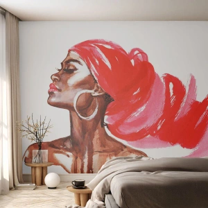 Fotótapéta Premium Canvas - "Van egy szél, ami kinyitja az ember orrlyukait” - Egy nő portréja, Női Arc, Absztrakció - 100x70 cm