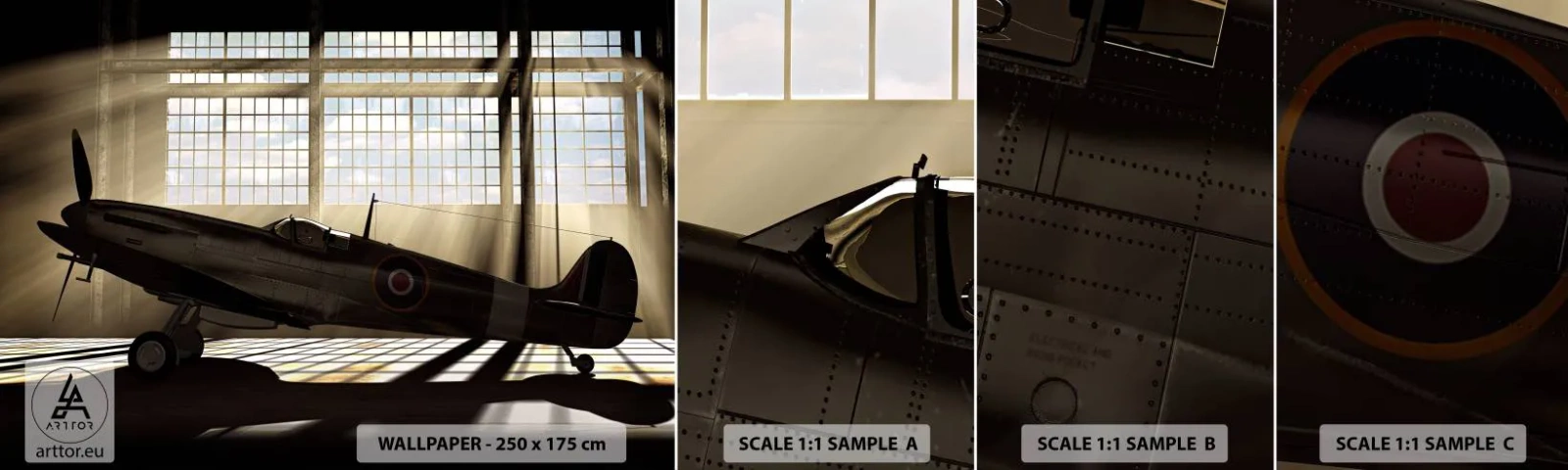 Fotótapéta Minta Öntapadós Deluxe Sticker - Harcos pihenése - Repülőgép, Repülési Hangár, Repülőgép - 100x30 cm