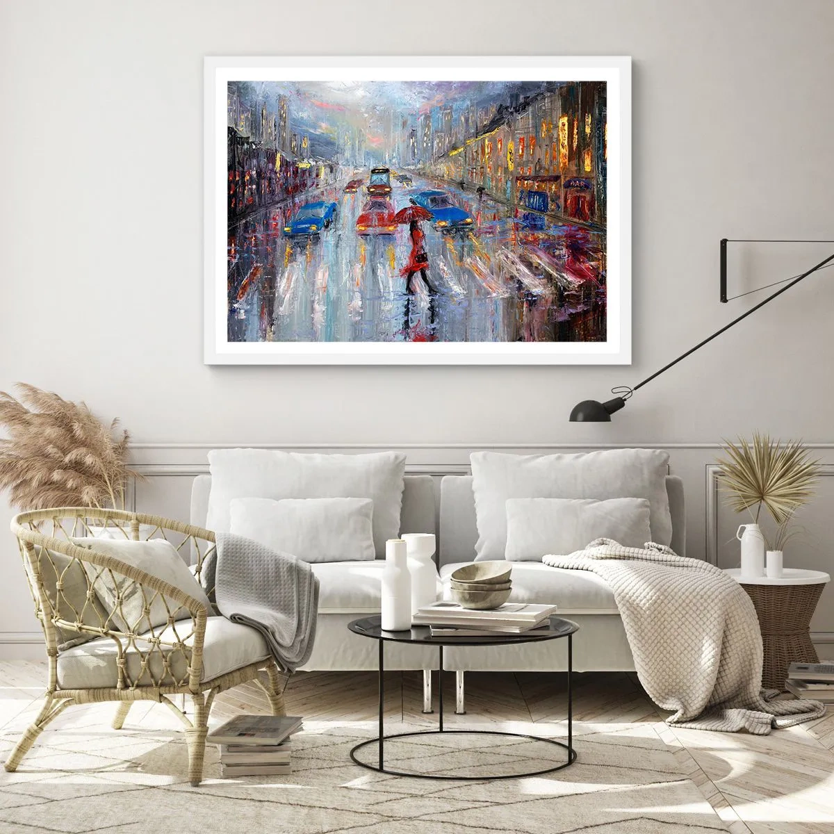 Poszter fekete keretben - Esős délután a városban - 70x50 cm