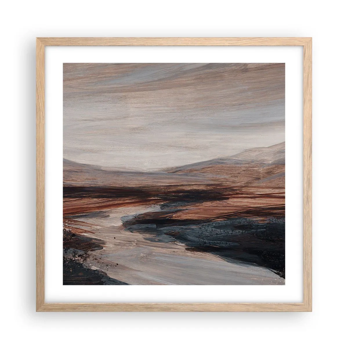 Poszter világos tölgy keretben - Békés völgy - 50x50 cm