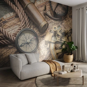Fotótapéta Standard Eco - Antik iránytű, térkép és navigációs eszközök - 100x70cm - Állítson be egy irányt - Modern fali dekoráció nappalihoz és hálószobához ARTTOR