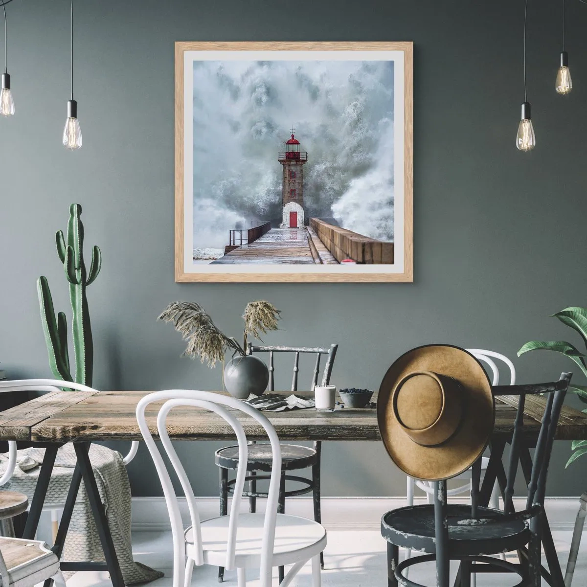 Poszter világos tölgy keretben - A vizek ordítása, a vihar zaja - 60x60 cm