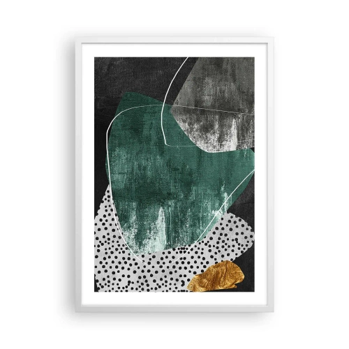 Poszter fekete keretben - Színes absztrakció aranypehellyel - 50x70 cm