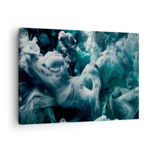 Vászonkép - Dinamikus absztrakt hullámok kék és fehér árnyalatokban - 70x50cm - A színek mozgása - Modern fali dekoráció nappalihoz és hálószobához ARTTOR