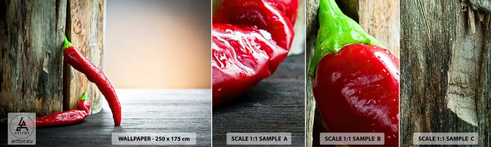 Fotótapéta Minta Standard Eco - Red hot chili peppers - Bors, Chili, Fűszerezés - 100x30 cm