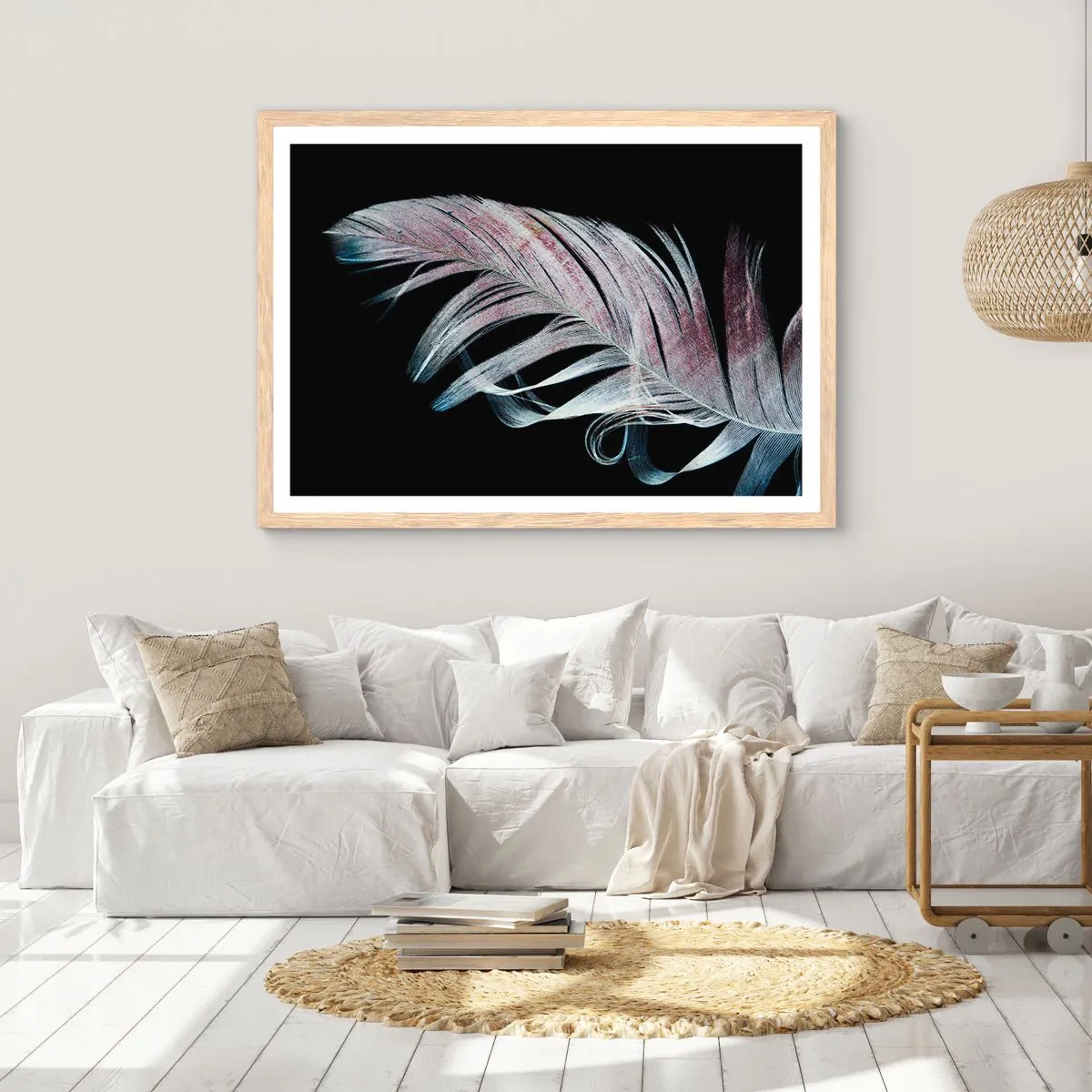 Poszter világos tölgy keretben - Gondolj az érintésre - 91x61 cm