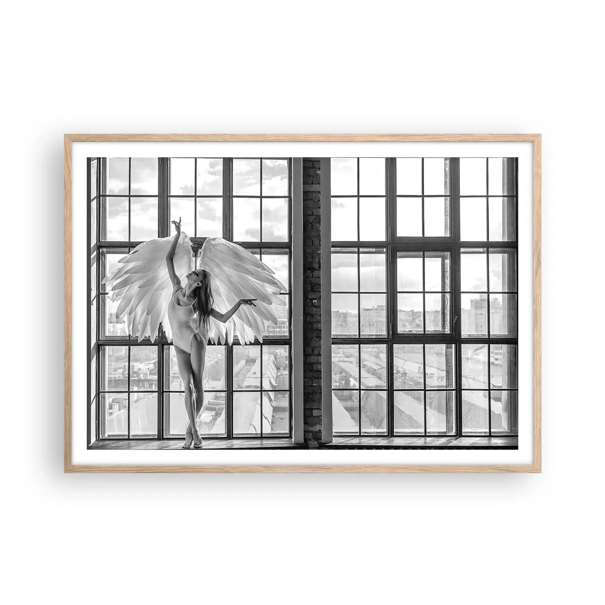 Poszter világos tölgy keretben - Angyalok városa? - 100x70 cm