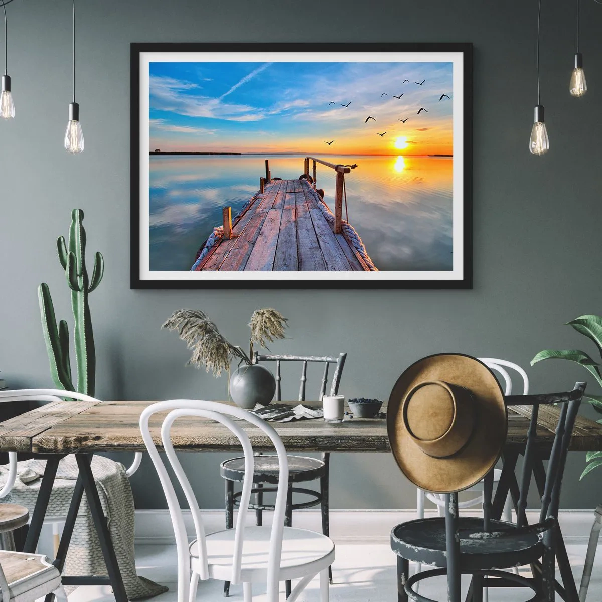 Poszter fehér keretben - Menj egyenesen a nap felé - 100x70 cm