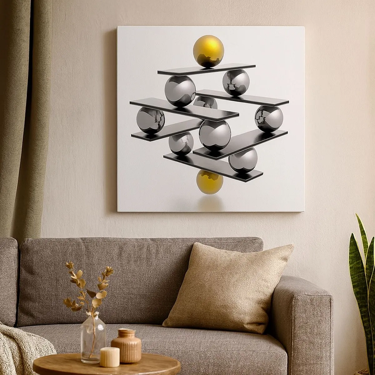 Vászonkép - Arany-ezüst egyensúly - 30x30 cm