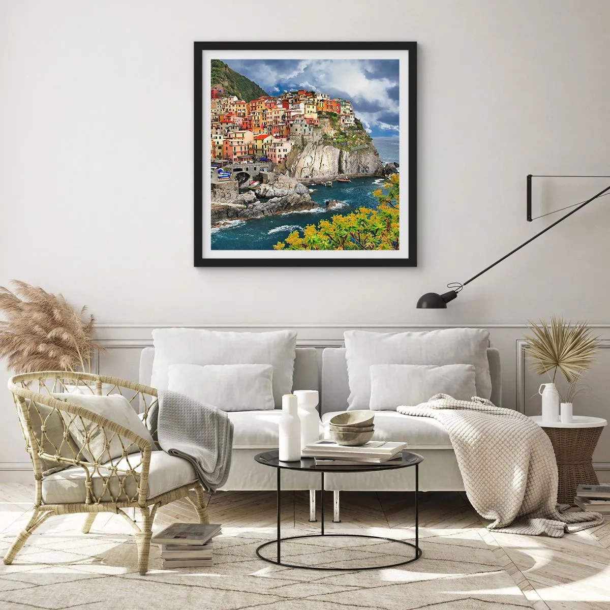 Poszter fehér keretben - Egy csoport a sziklákra simulva - 60x60 cm