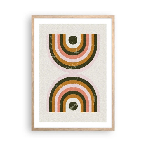 Poszter világos tölgy keretben - Iker absztrakció - 50x70 cm