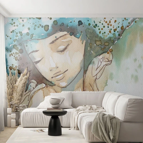 Öntapadós Fotótapéta Deluxe Sticker - Lady in blue - Absztrakció, Nő, Női Arc - 400x280 cm