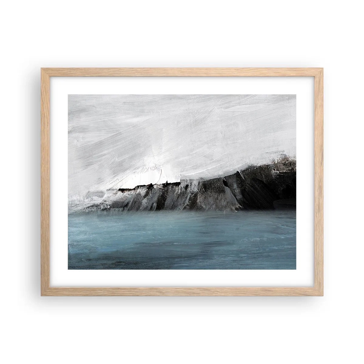 Poszter világos tölgy keretben - Víz - föld: az elemek összecsapása - 50x40 cm