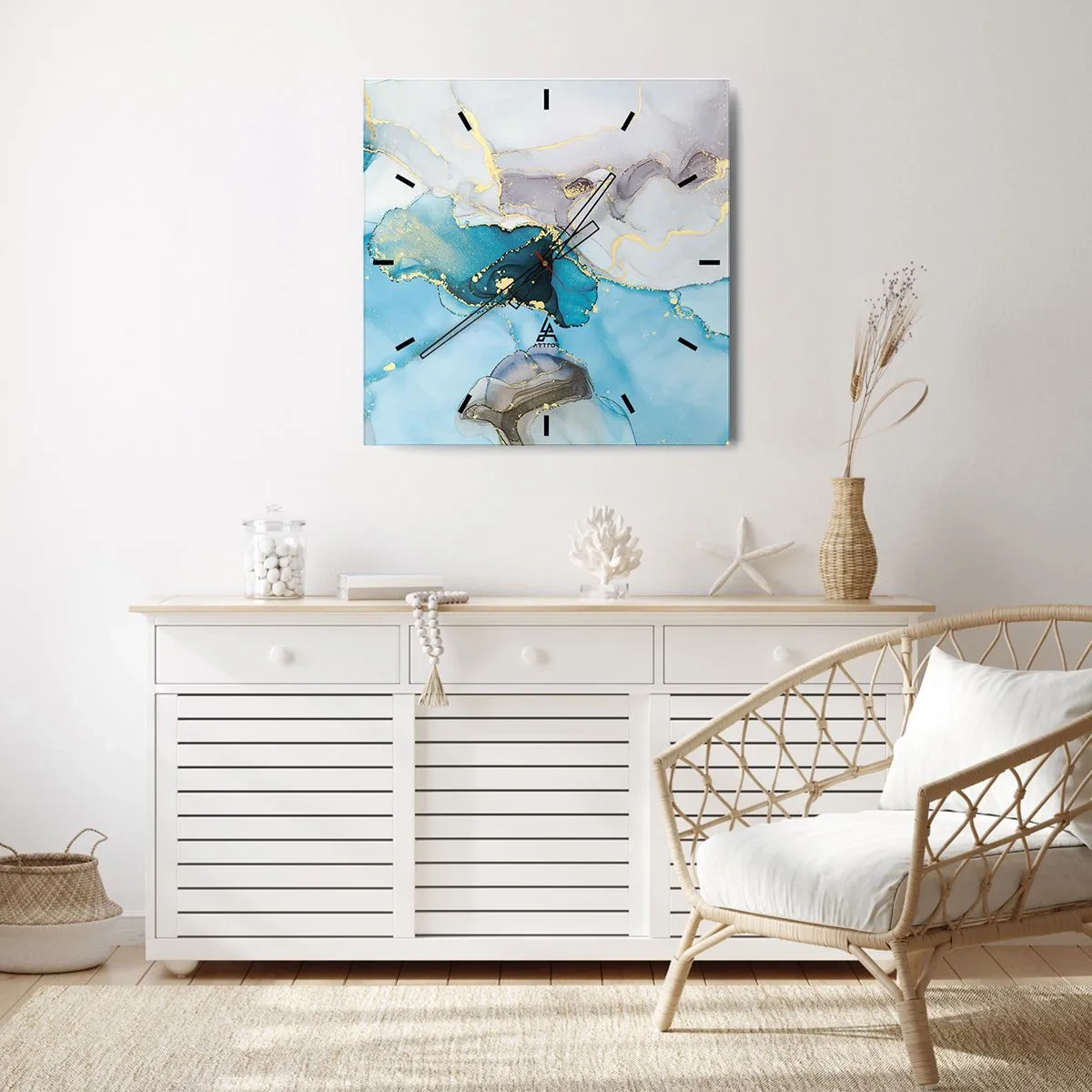 Falióra, Óra - Tanulmány a szürke és a türkiz találkozásáról - 30x30 cm