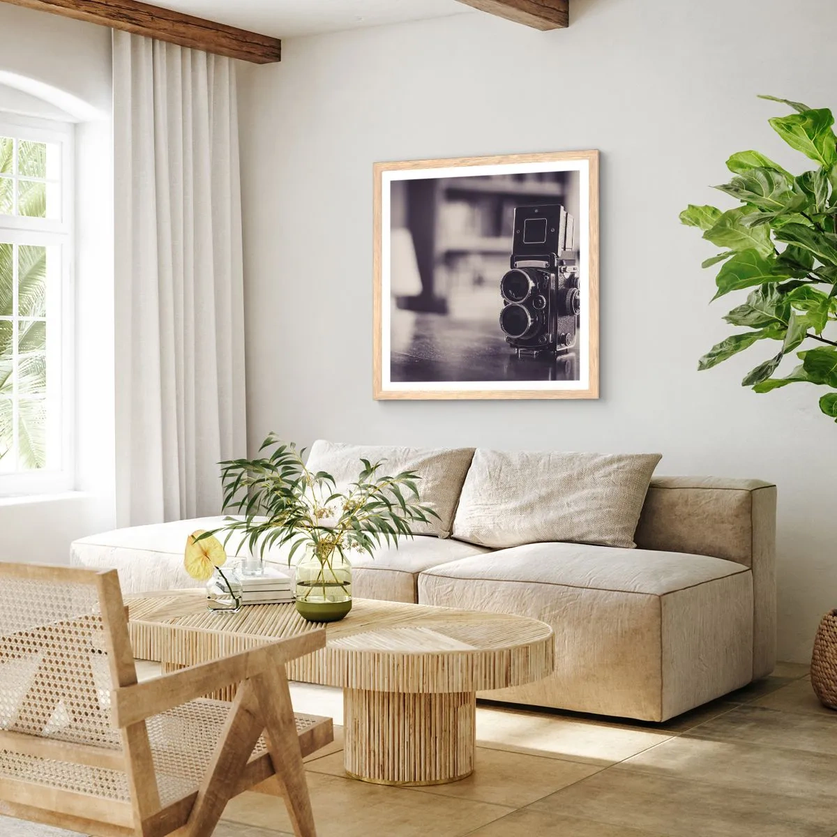 Poszter világos tölgy keretben - Egy régi fénykép varázsa - 50x50 cm