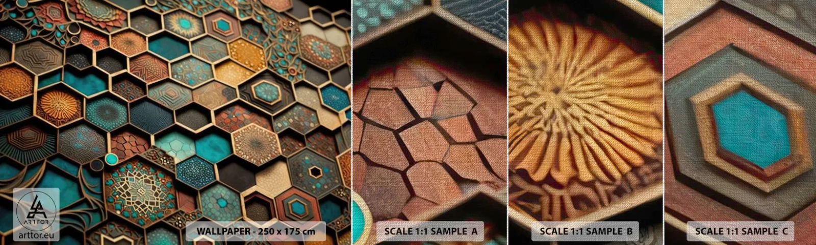 Fotótapéta Minta Premium Canvas - Arab ornamentika - egy variáció - Kocka, Mozaik, Minta - 100x30 cm