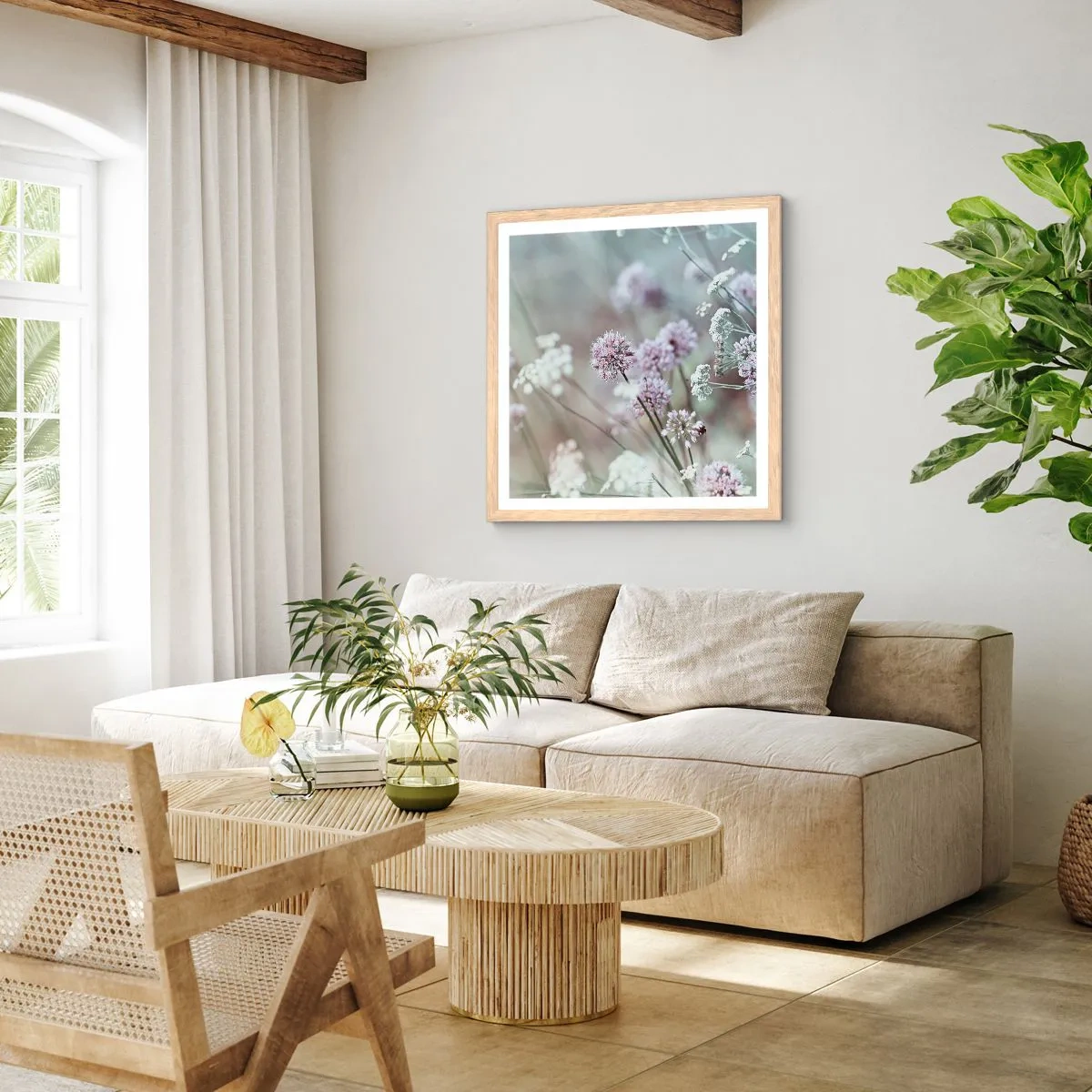 Poszter világos tölgy keretben - Fűszerek édes filigránja - 40x40 cm