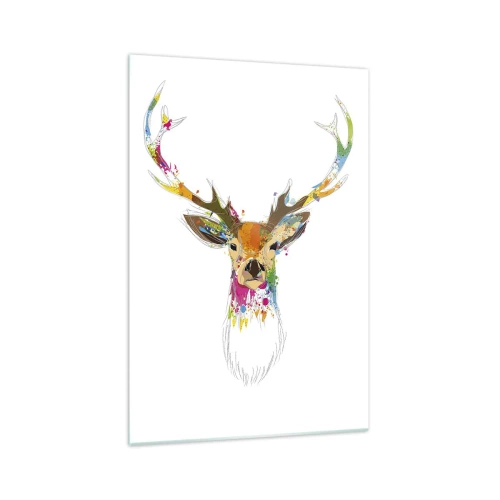 Üveg kép - Színben fürdő gyengéd szarvas - 70x100 cm
