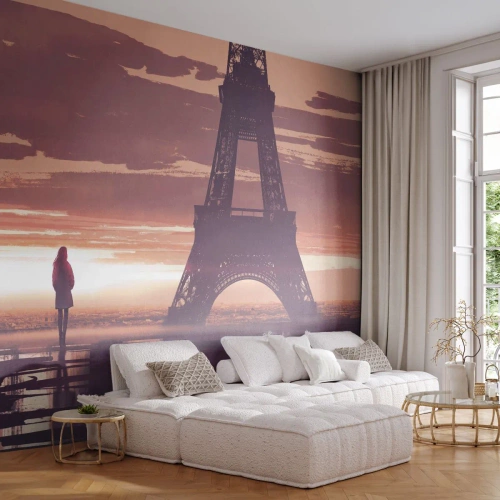 Öntapadós Fotótapéta Deluxe Sticker - Csak ők ketten - Város, Eiffel-torony, Párizs - 100x70 cm