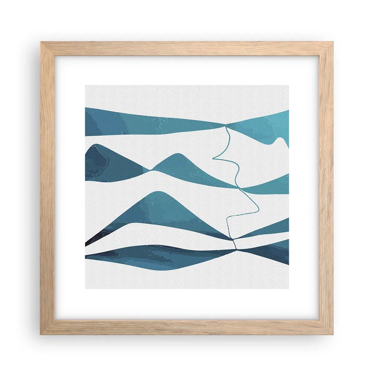 Poszter világos tölgy keretben - Absztrakció: egy türkizkék összetétel - 30x30 cm