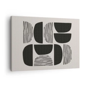Vászonkép - Geometria félkörökkel és fekete vonalakkal világos háttér előtt - 70x50cm - Félszívű megállapodások - Modern fali dekoráció nappalihoz és hálószobához ARTTOR